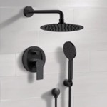 Remer SFH81 Matte Black Shower System With Rain Shower Head and Hand Shower